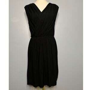 Mossimo Small Dress Black Wrap Short Cinched Waist Sleeveless V Neck Stretch